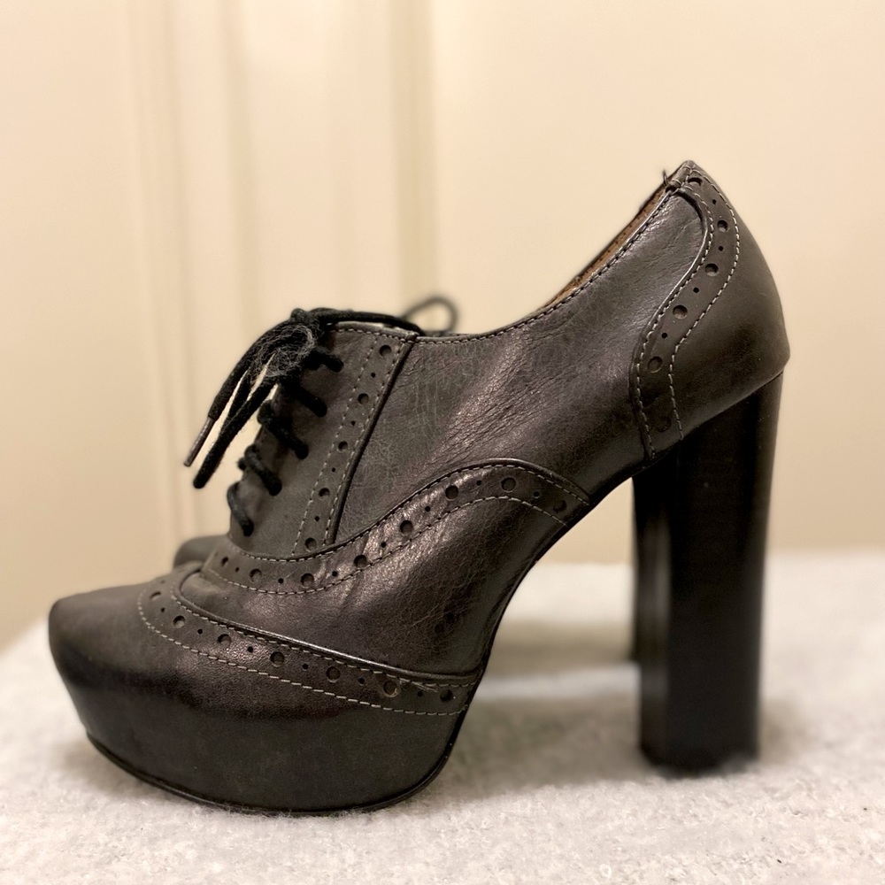 Platform Leather Oxford Heels